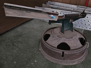 lot 3604 image: Clay Pigeon or Skeet Thrower with Steel Wheel Base - Works and Operates