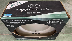 lot 3617 image: Imperial Cultured Marble Bianco Vanity Top 25x22 inch VC2522-W