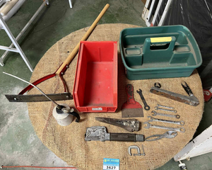 lot 3627 image: Assorted Hand Tools and Wrenches with Storage Bins