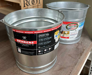lot 3660 image: Lot of 2 - Behrens 10-Quart Galvanized Steel Utility Pails