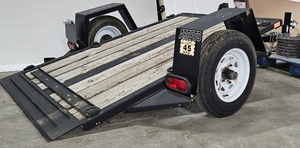 lot 3674 image: Barreto Tilting Equipment Trailer E4X6TBT VIN 1B9UC0617JL280578 - Length 10 58 Width 5 316 Height 20 Bed Size 4 x 6 Empty Weight 500 lbs. Gross Weight 2,200 lbs. Doly Coupler 2 Diameter Ball
