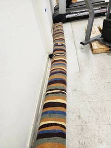 lot 3059 image: 12ft Striped Runner Rug - Multi-Color Pattern