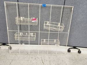 lot 3061 image: Wire Grid Storage Wall Panel with Baskets