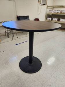 lot 3106 image: (1) 42in Commercial Round Pedestal Bar Height Table with Wood Top