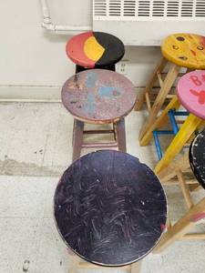 lot 3107 image: (3) 24in Art Room Wooden Stools