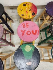 lot 3108 image: (3) 24in Art Room Wooden Stools