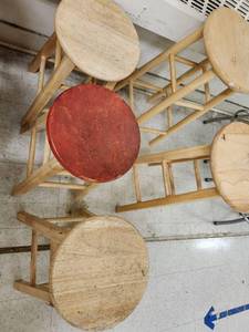 lot 3111 image: (3) 24in Art Room Wooden Stools
