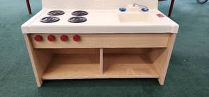 lot 3156 image: Childrens Wooden Play Kitchen Stove with Sink
