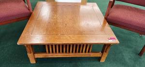 lot 3158 image: Mission Style Oak Coffee Table with Slatted Base