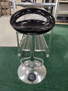 lot 3177 image: Modern Black Adjustable Bar Stool with Chrome Base