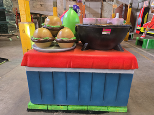 lot 15888 image: Decorative Food Display Props - Hamburgers, Soda Bottle and Grill Set