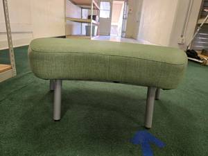 lot 9007 image: (1) Modern Green Upholstered Ottoman with Metal Legs