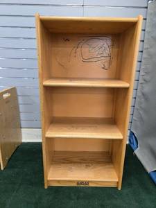 lot 9023 image: Kaplan Early Learning Wooden 3-Shelf Storage Unit