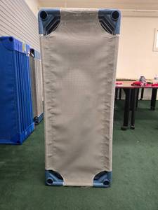 lot 9024 image: (5) Kaplan Childrens Stackable Cots with Gray Canvas