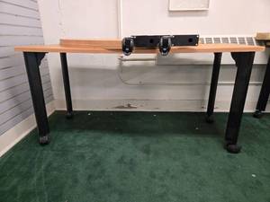 lot 9027 image: Table with Light Oak Laminate Top and Black Legs