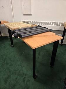 lot 9034 image: Table with Light Oak Laminate Top and Black Legs