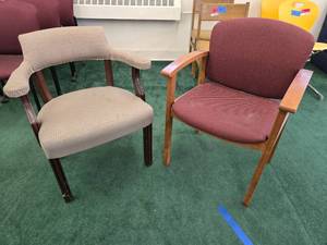 lot 9043 image: (2) Office Guest Chairs - Upholstered Wood Frame Armchairs