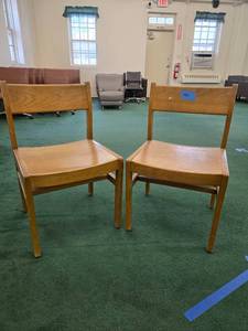 lot 9044 image: (2) Solid Wood Library Chairs