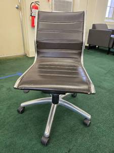 lot 9053 image: Modern Office Chair - Black Leather with Chrome Base