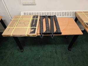 lot 9028 image: Table with Light Oak Laminate Top and Black Legs
