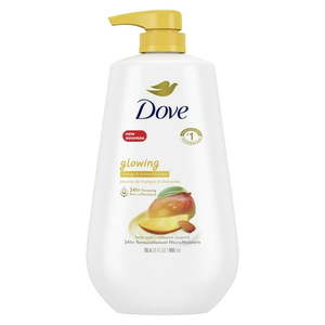 lot 9770 image: Dove Glowing Long Lasting Gentle Women s Body Wash All Skin Type Mango & Almond Butter 30.6 fl oz