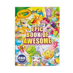 lot 9786 image: Crayola Epic Book of Awesome Coloring Book (288pgs), Animal Coloring Pages, Glitter Stickers, Travel Activity, Gift for Kids, Ages 3