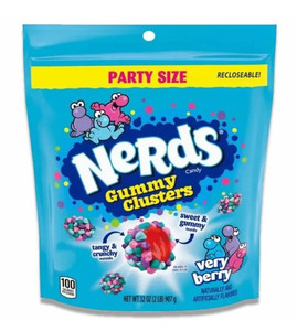 lot 9798 image: Nerds Gummy Clusters Very Berry Party Size Resealable Bag 32oz