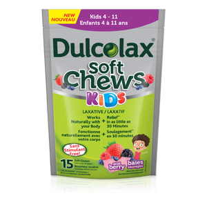 lot 9824 image: Dulcolax Kids Soft Chews Saline Laxative Wild Berry Gentle Constipation Relief, Magnesium, 15 Soft Chews