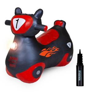 lot 9853 image: Waddle Bouncy Hopper Inflatable Hopping Toy Scooter, Indoors and Outdoor for Toddlers and Kids, Boys and Girls Ages 2 Years and Up (BlackRed Zoomer)