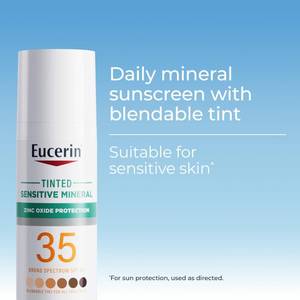 lot 9868 image: Eucerin Sun Tinted Sensitive Mineral Face Sunscreen Lotion SPF 35, Non-Comedogenic Mineral Sunscreen with Gentle Zinc Oxide Protection for Sensitive Skin, 1.7 Fl Oz Bottle