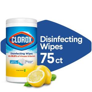 lot 9895 image: Clorox Crisp Lemon Disinfecting Wipes Bleach Free Cleaning Wipes - 75ct