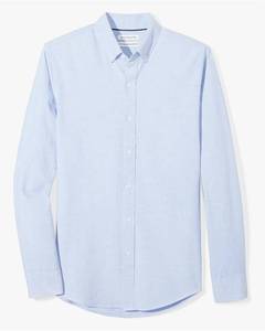 lot 9905 image: Essentials Mens Slim-fit Long-sleeve Solid Oxford, Blue, Size Large