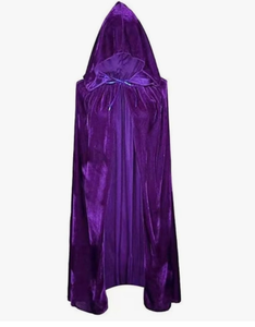 lot 9906 image: Velvet Hooded Cloak Adult Halloween Party Cape for Witch Vampire Cosplay Costume