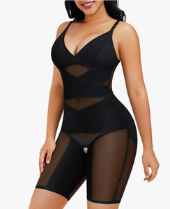 lot 9918 image: REYEOGO Bodysuit Shapewear for Women Tummy Control Butt Lifter Full Body Shaper Seamless Thigh Slimmer Faja V-Neck Jumpsuit, 3XL