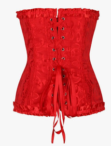 lot 9922 image: Womens Bowknot Corset Sexy Cute Floral Print Rave Outfits Lace Up Strapless Corsets Bodysuit Renaissance Vest, M