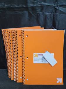 lot 10060 image: 6pk - College Ruled Orange 1 Subject Flexible Plastic Cover Spiral Notebook - up&up 70 Pages, 3 Hole Punched, Tween & Teen