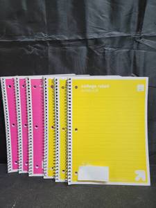 lot 10062 image: 6pk - College Ruled 3 Yellow and 3 pink 1 Subject Flexible Paperboard Cover Spiral Notebook - up&up