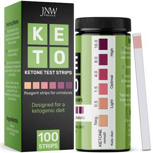 lot 10084 image: Ketone Test Strips, 100 Keto Test Strips for Keto, Low Carb Diet - Urine Test Strips, Ketosis Test Strips Urine, Keto Strips, Ketone Urinalysis Test Strips, Ketones Test Kit - Free eBook - JNW Direct