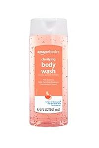 lot 10091 image: Amazon Basics Clarifying Pink Grapefruit Body Wash, 2% Salicylic Acid Acne Treatment, Dermatologist Tested, 8.5 Fluid Ounces, Pack of 1