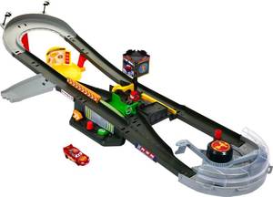 lot 10093 image: Mattel Disney and Pixar Cars Track Set, Piston Cup Action Speedway Playset with Lightning McQueen Toy Race Car, Wind-Up Booster