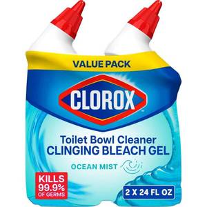 lot 10113 image: Clorox Ocean Mist Toilet Bowl Cleaner Clinging Bleach Gel - 48 fl oz2ct