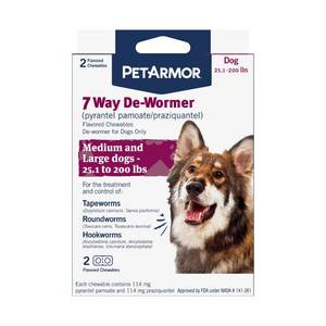 lot 10129 image: PetArmor 7-Way Deworm Dog Insect Treatment for Dogs - Above 25lbs - 2CT(1 PILL MISSING)