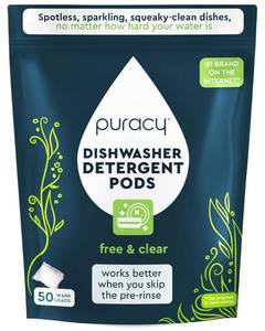 lot 10158 image: Puracy Dishwasher Pods, Natural Dishwasher Detergent, Free & Clear Dish tabs - Enzyme-Powered, Spot & Residue Free - TikTok Trend Items, Must Haves from TikTok Made Me Buy It (Free & Clear, 50 Count)