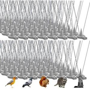 lot 10163 image: Demiwise Bird Spikes, 16 Packs Pigeon Deterrent, Stainless Steel Bird Spikes Deterrent for Outside, Spikes Coverage 16 Feet, for Patio, Balcony and Garden Fence