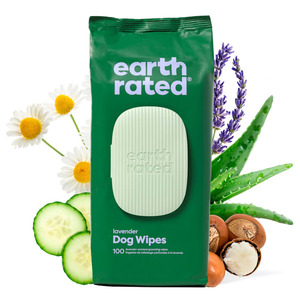 lot 10190 image: Earth Rated Plant-Based Grooming Dog Wipes - Lavender - 100ct (COUNT UNKNOWN STILL WET)