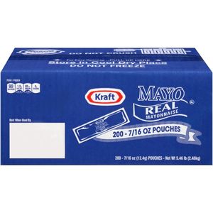 lot 10220 image: Kraft Real Mayo Mayonnaise Single Serve Pouches 200 ct Box