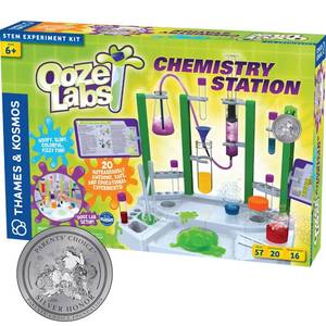 lot 10243 image: Thames & Kosmos Ooze Labs Chemistry Station Science Experiment Kit, 20 Non-Hazardous Experiments Including Safe Slime, Chromatography, Acids, Bases & More, Multi-Colo