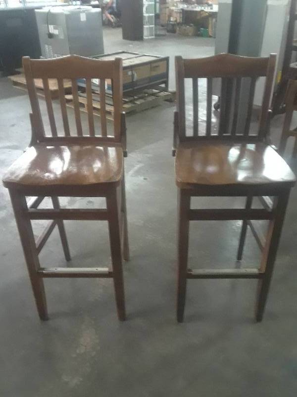 lot 1653 image: Two  Wooden Bar Chairs
