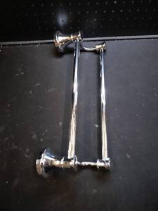 lot 6073 image: Chrome Towel Bar Set with Double Hooks