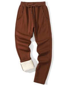 lot 11725 image: Gihuo Mens Winter Fleece Pants Sherpa Lined Sweatpants Straight Leg Active Running Sweat Pants Comfy Lounge Pants(2#Brown-M)